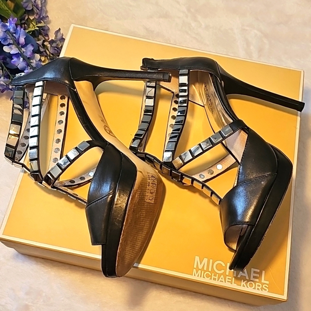 Michael Kors Chantalle Open Toe Studded Heels - Picture 2 of 7